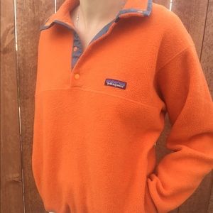 Orange Patagonia Fleece Pullover